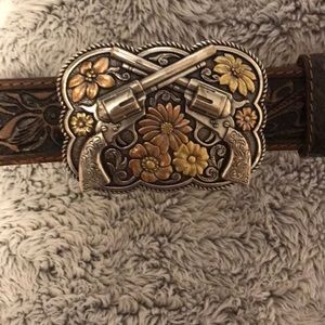 Tony Lama Buckle and Tooled Belt